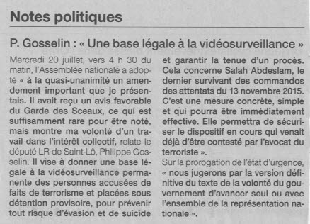 2016 07 21 Ouest France Amendement état durgence21072016