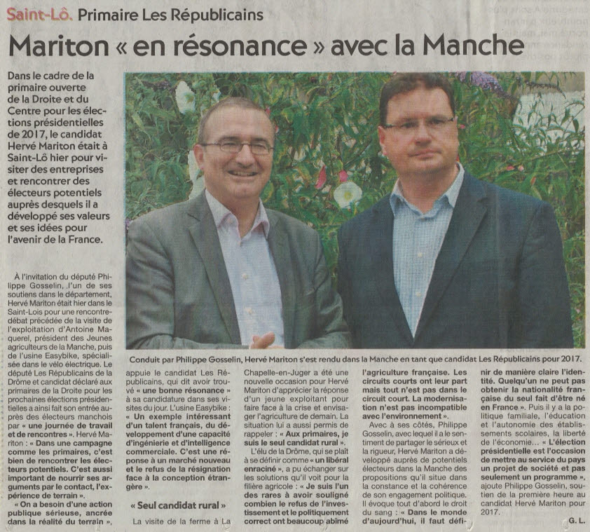 2016 07 28 La Presse de la Manche Visite Mariton28072016