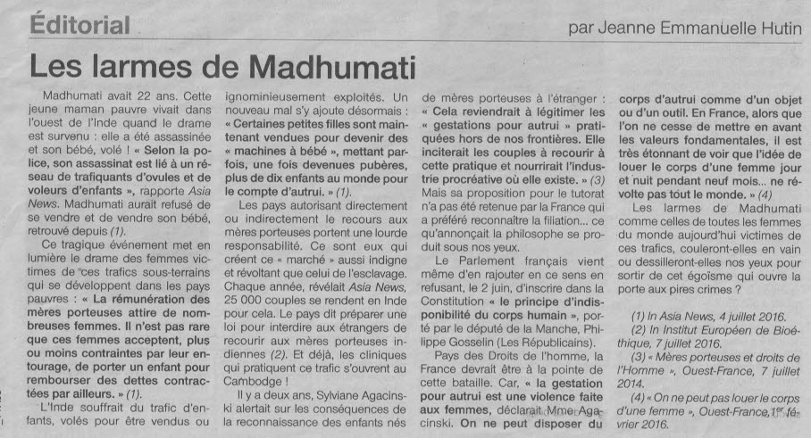 2016 07 11 Tribune Les larmes de Madhumati13072016
